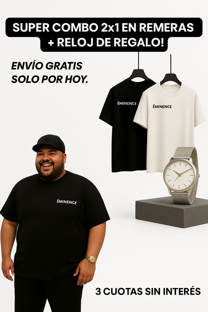 ¡SÚPER COMBO ESPECIAL REMERAS OVERSIZE 2X1 + RELOJ ÉMINENCE
