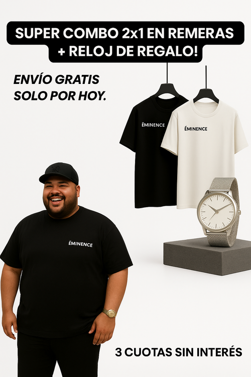 ¡SÚPER COMBO ESPECIAL REMERAS OVERSIZE 2X1 + RELOJ ÉMINENCE